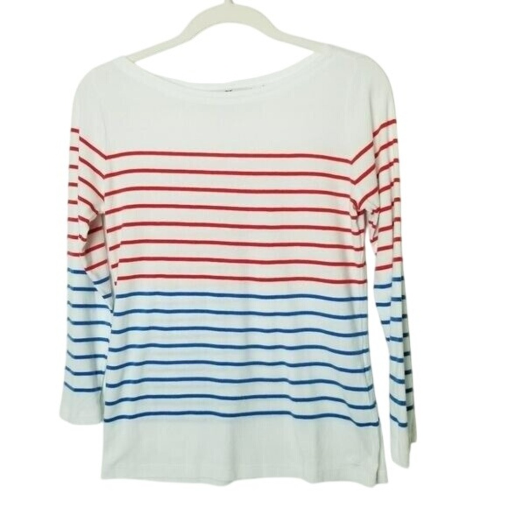 Vineyard Vines NWOT Nautical Striped Boatneck Top Red Blue‎ White Long Sleeve S